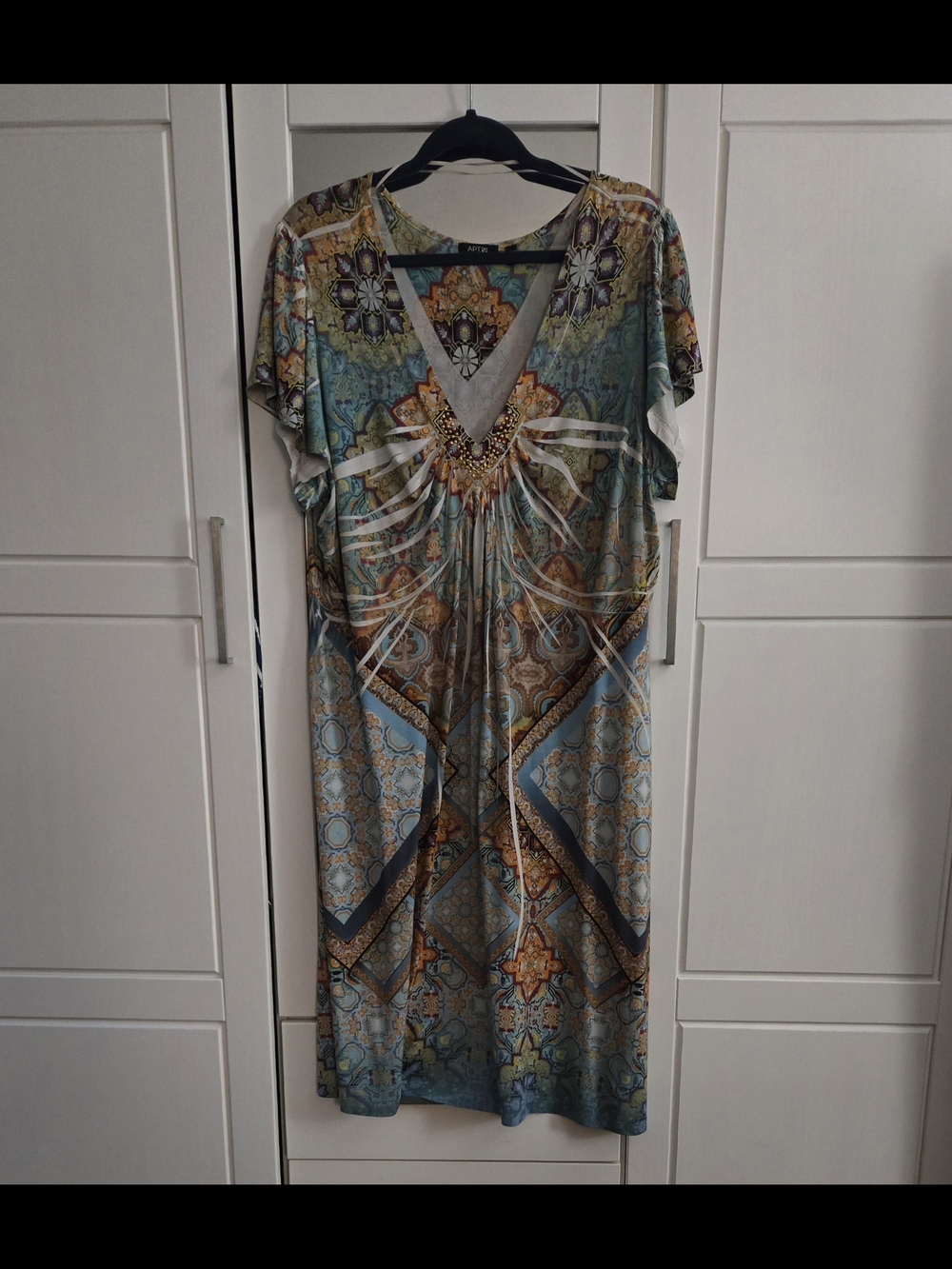 Apt. 9 Teal, Gold, and Brown Boho Maxi Dress